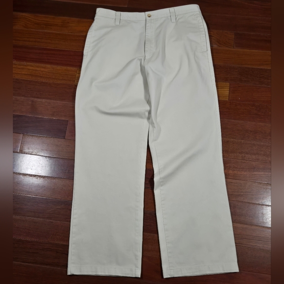 Timberland Stratham Twill Casual Flat-front Men's Cream Chinos W34 L31 - Picture 1 of 9